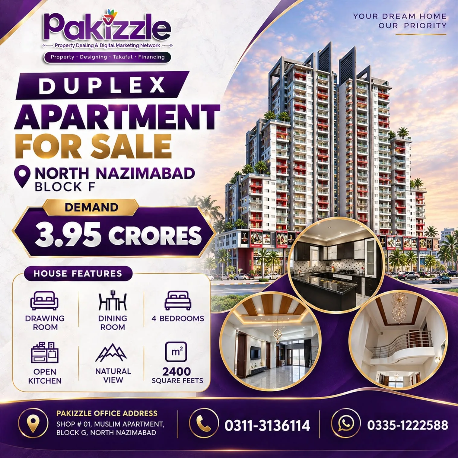 Main photo of 1,300 Sq. Ft. 2 Bed DD flat for sale in North Nazimabad, Karachi